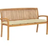 vidaXL - Tuinbank stapelbaar met crème kussen - Teakhout - 159x57.5x90 cm Sale