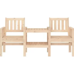vidaXL - Tuinbank 2-zits - Bruin - Grenenhout - Met tafel