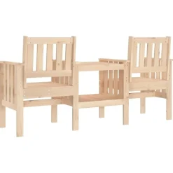 vidaXL - Tuinbank 2-zits - Bruin - Grenenhout - Met tafel