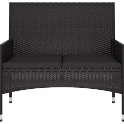vidaXL - Tuinbank 2-zits - Zwart - Poly rattan - Met zwart kussens Online