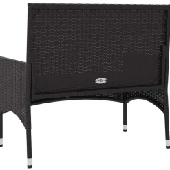 vidaXL - Tuinbank 2-zits - Zwart - Poly rattan - Met zwart kussens Online