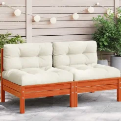 vidaXL - Tuinbank zonder armleuning - Bruin - Hout - 2 stuks - Met kussens Hot