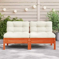 vidaXL - Tuinbank zonder armleuning - Bruin - Hout - 2 stuks - Met kussens Hot