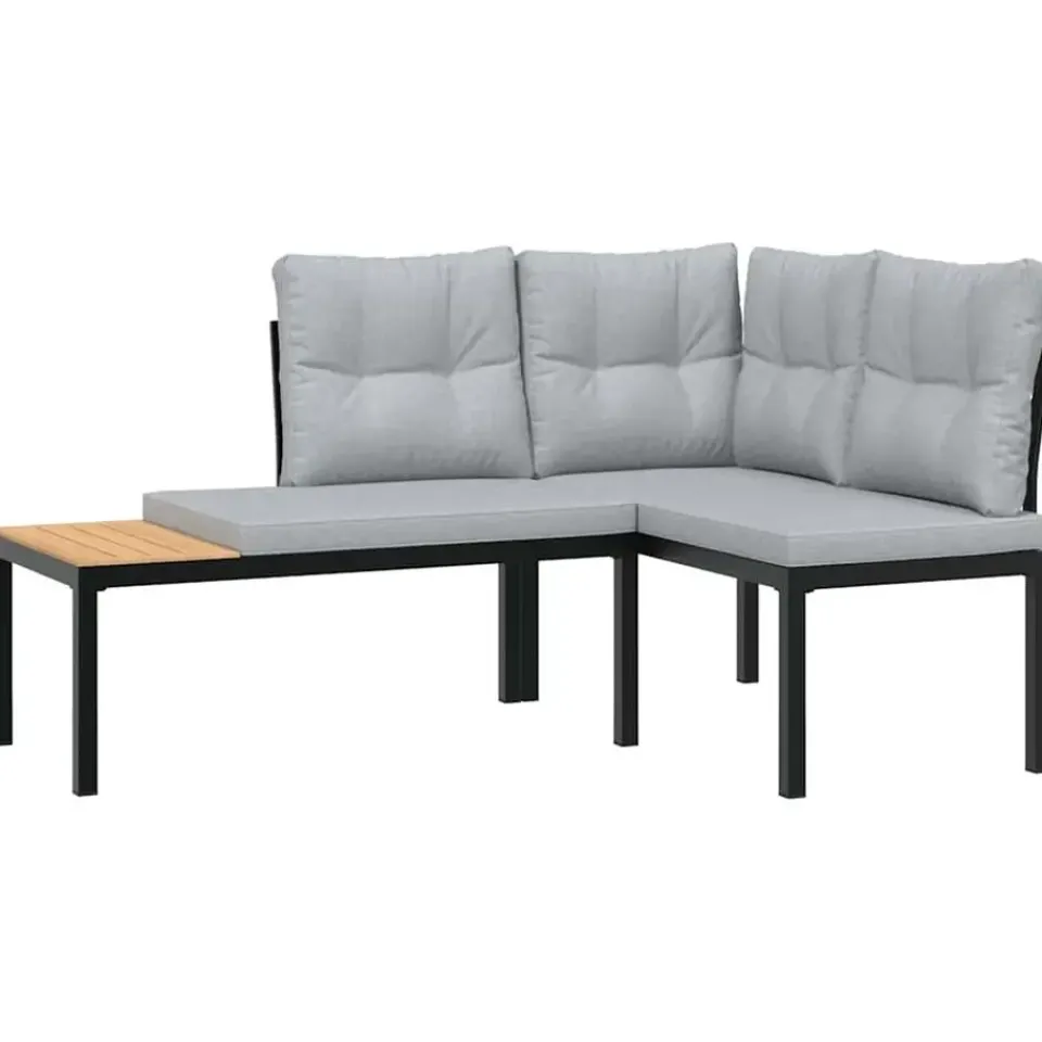 vidaXL - Tuinbanken met lichtgrijs kussens - Gepoedercoat staal - 2 stuks Hot