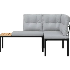 vidaXL - Tuinbanken met lichtgrijs kussens - Gepoedercoat staal - 2 stuks Hot