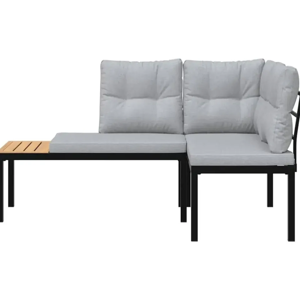 vidaXL - Tuinbanken met lichtgrijs kussens - Gepoedercoat staal - 2 stuks Hot