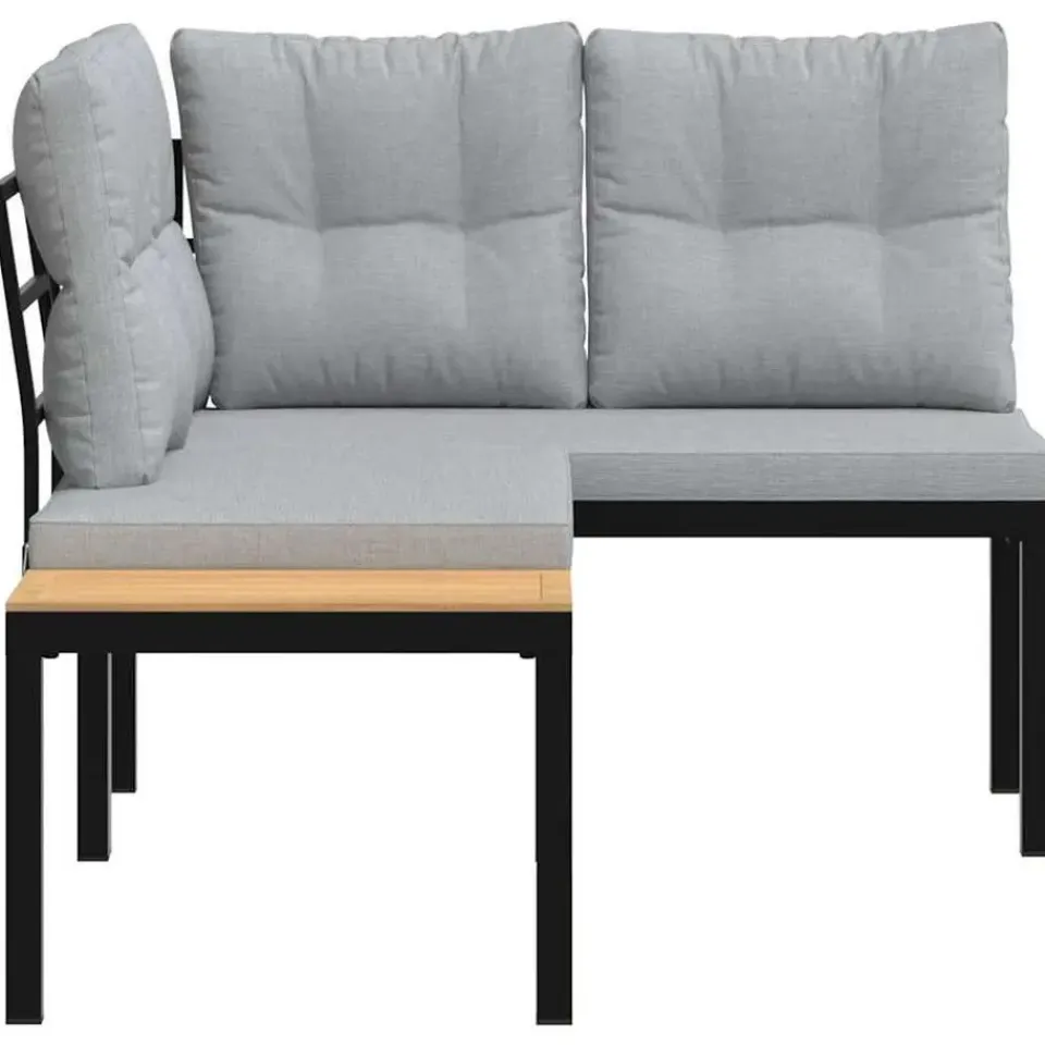 vidaXL - Tuinbanken met lichtgrijs kussens - Gepoedercoat staal - 2 stuks Hot