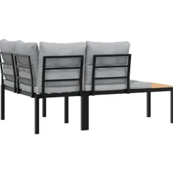 vidaXL - Tuinbanken met lichtgrijs kussens - Gepoedercoat staal - 2 stuks Hot
