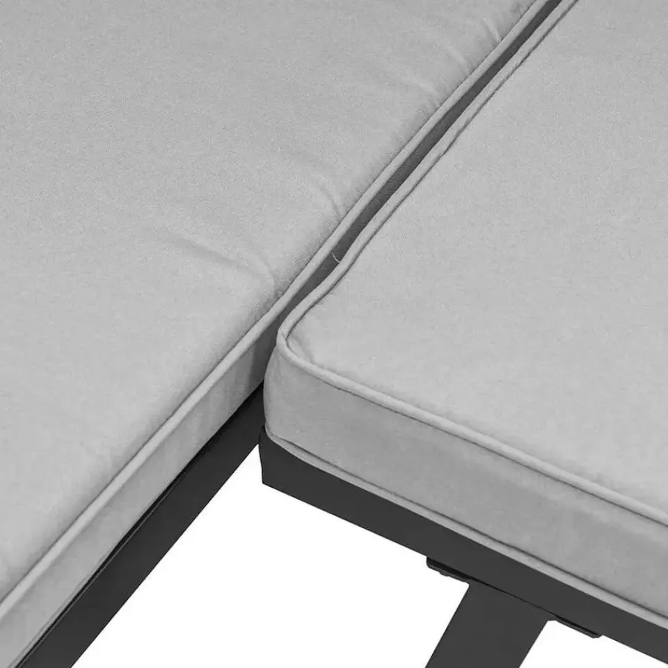 vidaXL - Tuinbanken met lichtgrijs kussens - Gepoedercoat staal - 2 stuks Hot