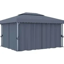 vidaXL - Tuinpaviljoen - Antraciet - Aluminium - 4 x 3 m Hot