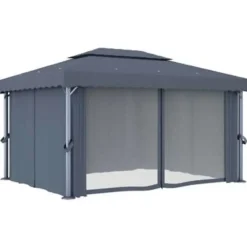 vidaXL - Tuinpaviljoen - Antraciet - Aluminium - 4 x 3 m Hot