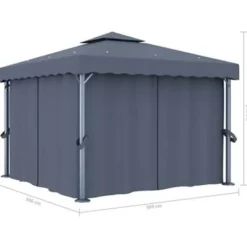 vidaXL - Tuinpaviljoen - Antraciet - Aluminium - 3 x 3 m Online