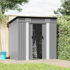 vidaXL - Tuinschuur - Grijs - Staal Discount