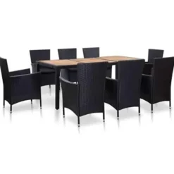 vidaXL - Tuinset - Zwart - Poly rattan - 190 cm tafellengte Sale