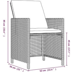 vidaXL - Tuinset - Zwart - Poly rattan - 5 stuks - Met kussens Hot
