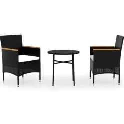 vidaXL - Tuinset - Zwart - Poly rattan - 3 stuks Clearance