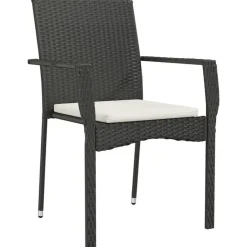 vidaXL - Tuinset - Zwart - Poly rattan - 190 cm - 7 stuks - Met kussens Outlet
