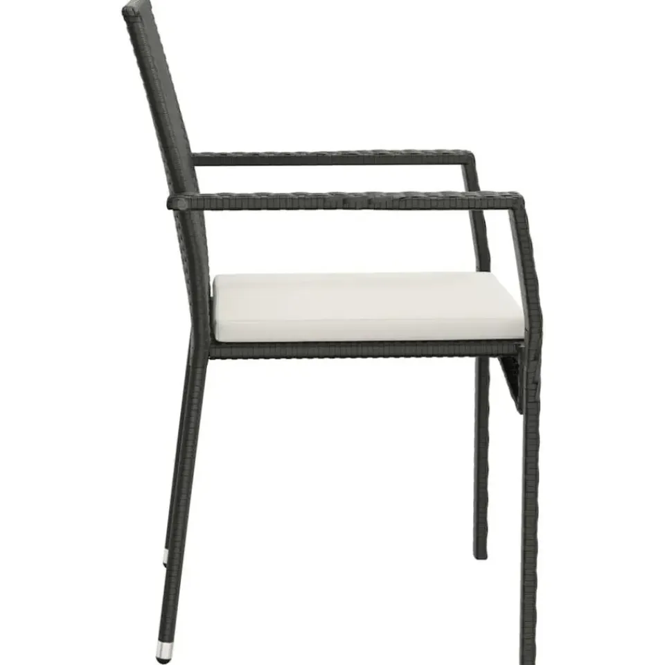 vidaXL - Tuinset - Zwart - Poly rattan - 190 cm - 7 stuks - Met kussens Outlet