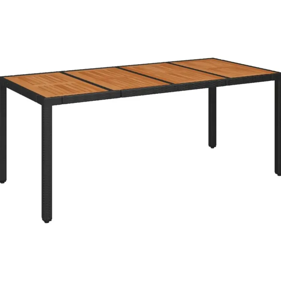 vidaXL - Tuinset - Zwart - Poly rattan - 190 cm - 7 stuks - Met kussens Outlet