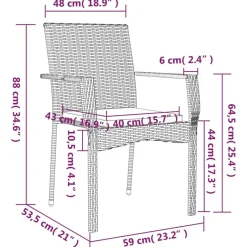 vidaXL - Tuinset - Zwart - Poly rattan - 190 cm - 7 stuks - Met kussens Outlet