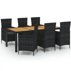 vidaXL - Tuinset - Zwart - Poly rattan - 190 cm tafellengte New