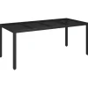 vidaXL - Tuintafel Met Glazen Blad - Zwart - Poly rattan - 190 x 90 x 75 cm