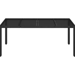 vidaXL - Tuintafel Met Glazen Blad - Zwart - Poly rattan - 190 x 90 x 75 cm