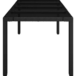 vidaXL - Tuintafel Met Glazen Blad - Zwart - Poly rattan - 190 x 90 x 75 cm