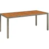 vidaXL - Tuintafel Met Houten Blad - Grijs - Poly rattan - 190 x 90 x 75 cm Clearance