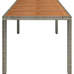 vidaXL - Tuintafel Met Houten Blad - Grijs - Poly rattan - 190 x 90 x 75 cm Clearance