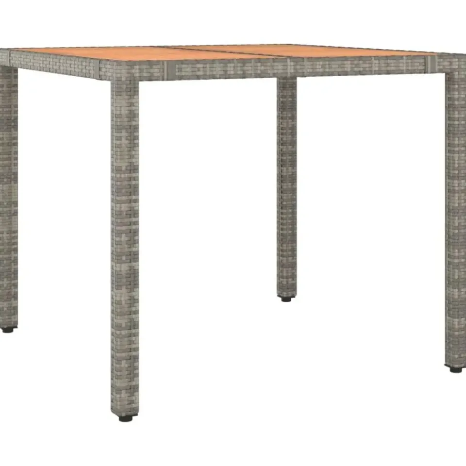 vidaXL - Tuintafel Met Houten Blad - Grijs - Poly rattan en acaciahout Outlet