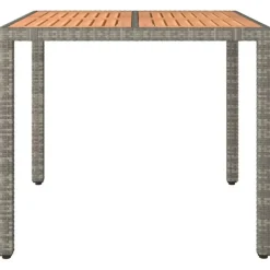vidaXL - Tuintafel Met Houten Blad - Grijs - Poly rattan en acaciahout Outlet