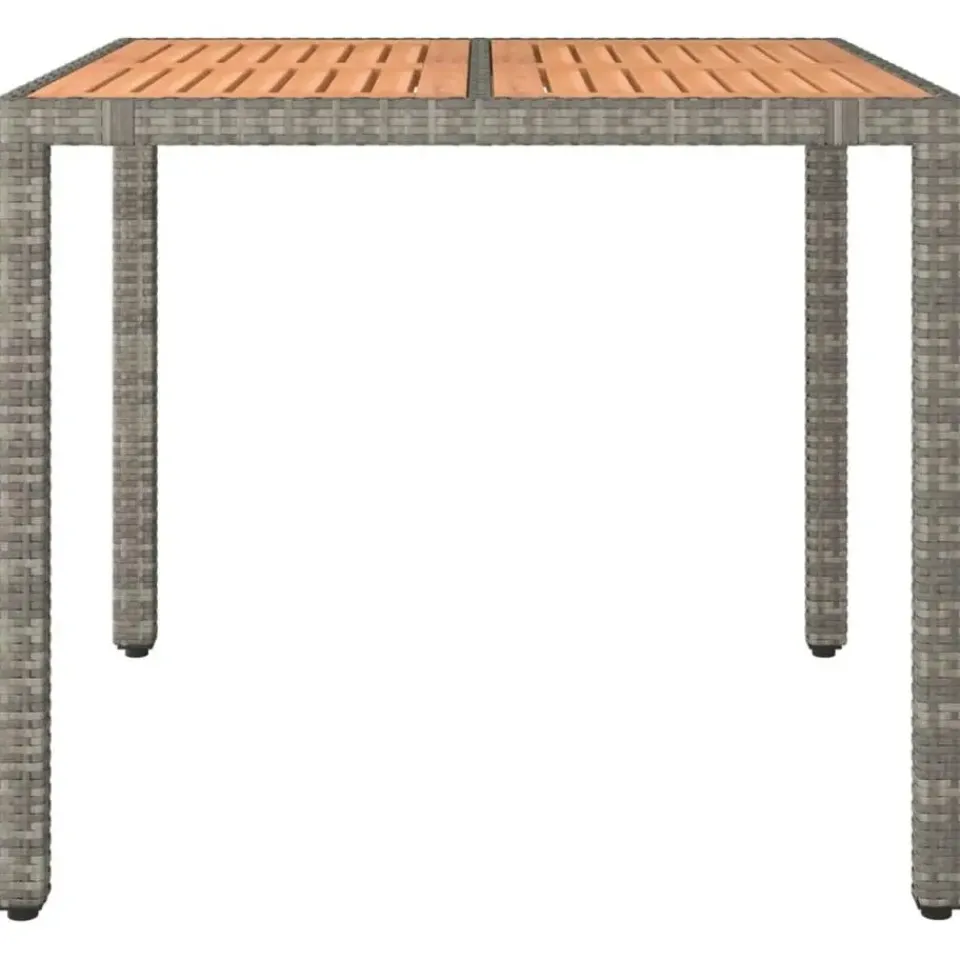 vidaXL - Tuintafel Met Houten Blad - Grijs - Poly rattan en acaciahout Outlet