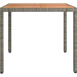 vidaXL - Tuintafel Met Houten Blad - Grijs - Poly rattan en acaciahout Outlet