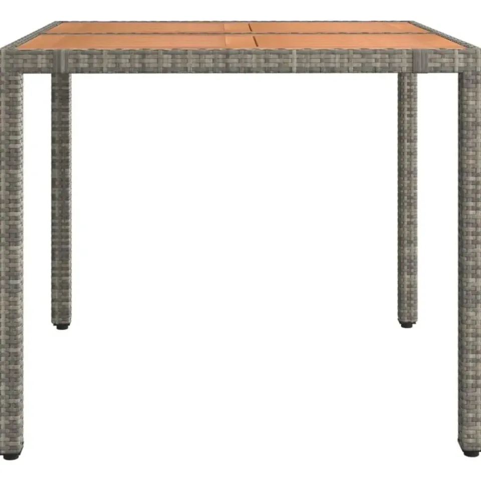 vidaXL - Tuintafel Met Houten Blad - Grijs - Poly rattan en acaciahout Outlet