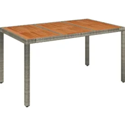 vidaXL - Tuintafel Met Houten Blad - Grijs - Poly rattan - 150 x 90 x 75 cm Hot