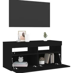 vidaXL - Tv-kast - Zwart - Bewerkt hout Online