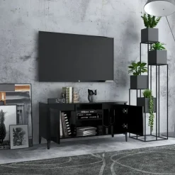 vidaXL - Tv-kast - Zwart - Bewerkt hout Online