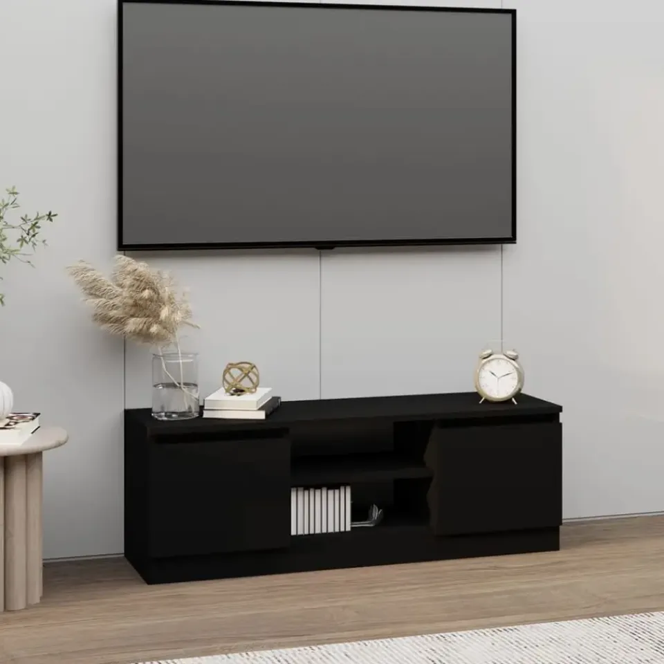 vidaXL - Tv-kast - Zwart - Bewerkt hout