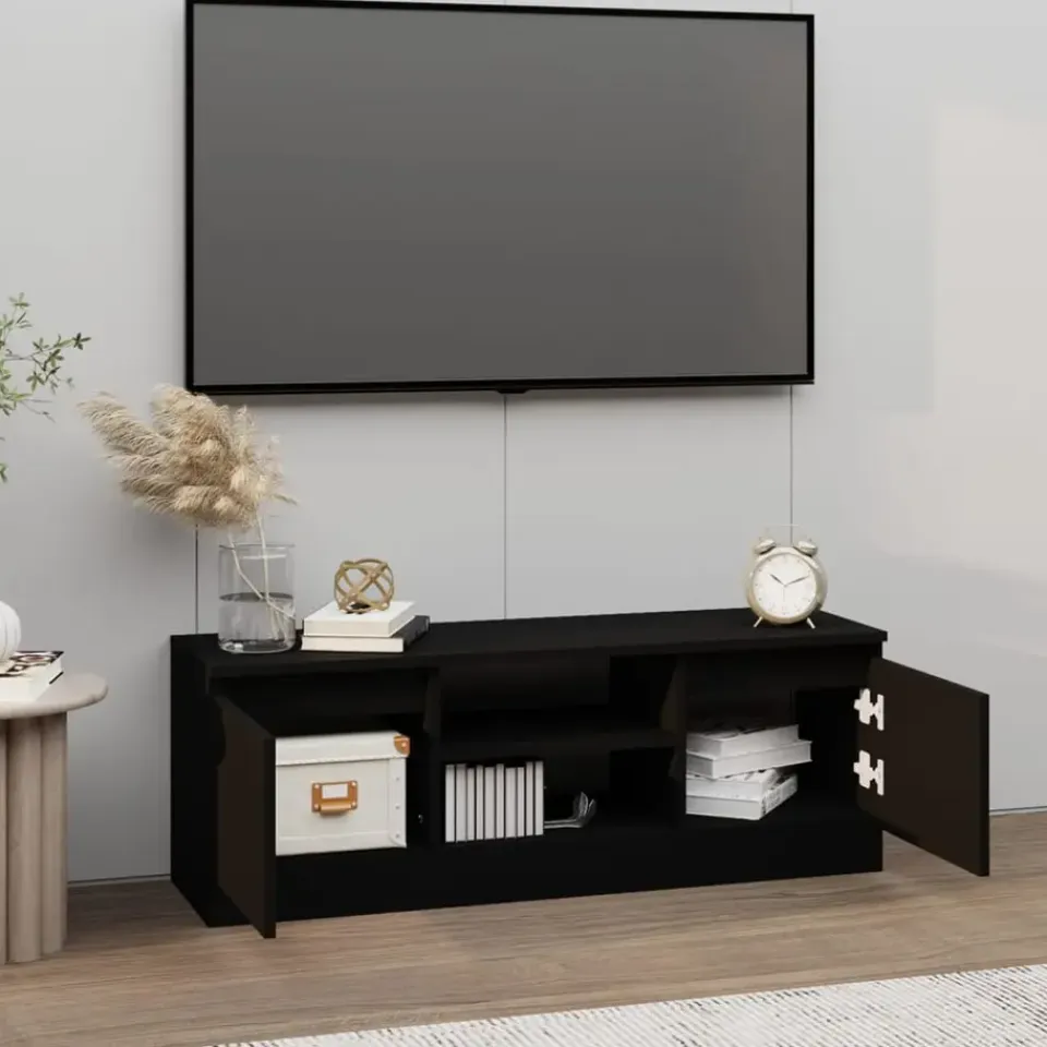 vidaXL - Tv-kast - Zwart - Bewerkt hout