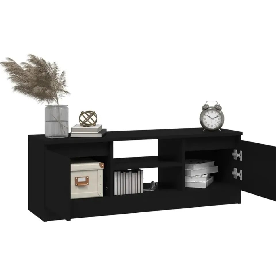 vidaXL - Tv-kast - Zwart - Bewerkt hout