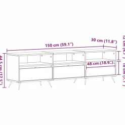 vidaXL - TV-meubel 3 vakken 3 deuren - Artisanaal eiken - Hout - 150x30x44.5 cm Best