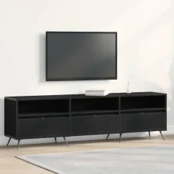 vidaXL - TV-meubel 3 vakken 3 deuren - Zwart eiken - Hout - 150x30x44.5 cm Online