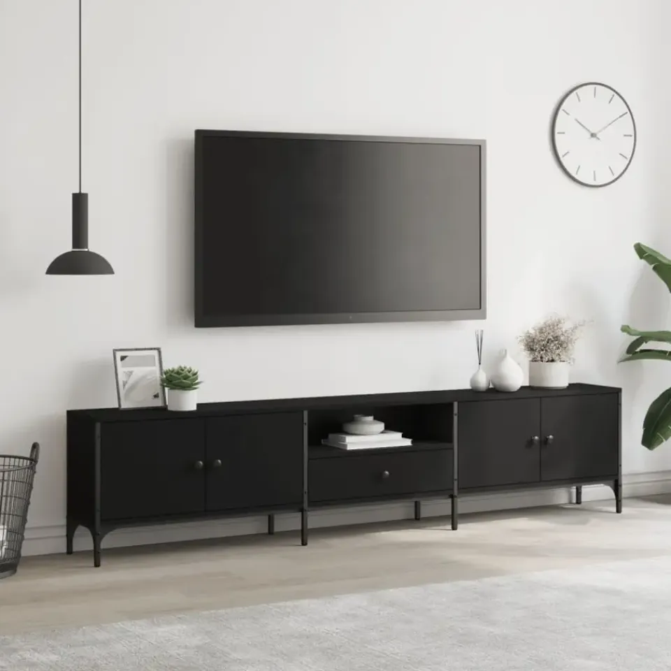 vidaXL - Tv-meubel - Zwart - Bewerkt hout