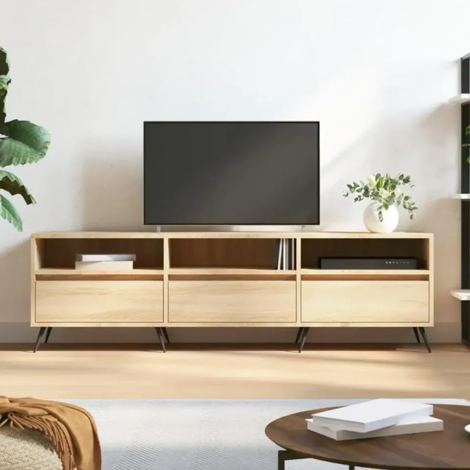 vidaXL - TV-meubel met 3 deuren en 3 vakken - Sonoma eiken - 150x30x44.5 cm Clearance