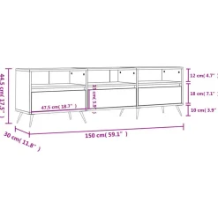 vidaXL - TV-meubel met 3 deuren en 3 vakken - Sonoma eiken - 150x30x44.5 cm Clearance