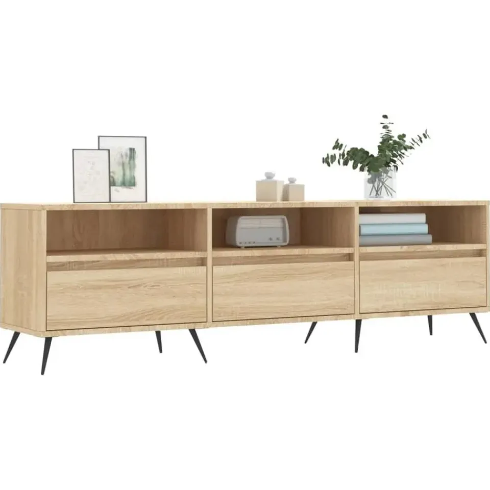 vidaXL - TV-meubel met 3 deuren en 3 vakken - Sonoma eiken - 150x30x44.5 cm Clearance