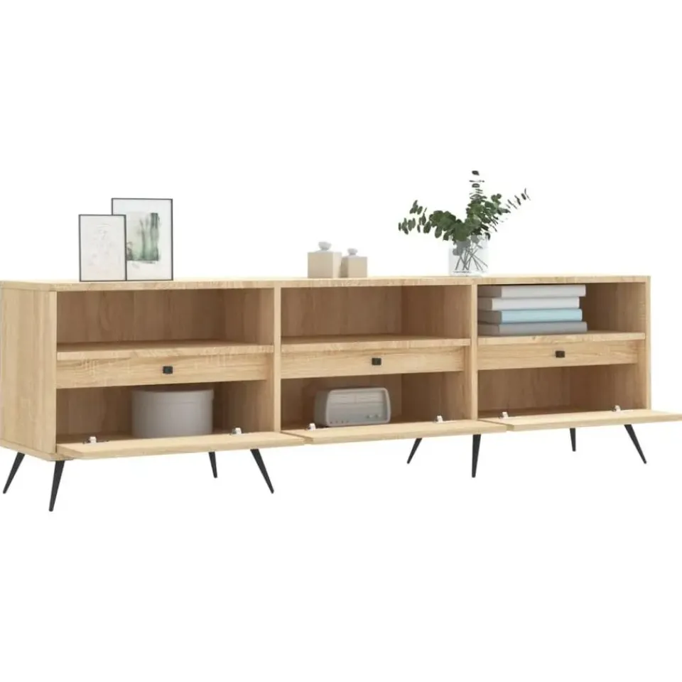 vidaXL - TV-meubel met 3 deuren en 3 vakken - Sonoma eiken - 150x30x44.5 cm Clearance