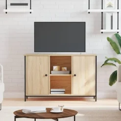 vidaXL - TV-meubel met 2 deuren 2 vakken - Sonoma eiken - Hout - 100x35x65 cm Clearance