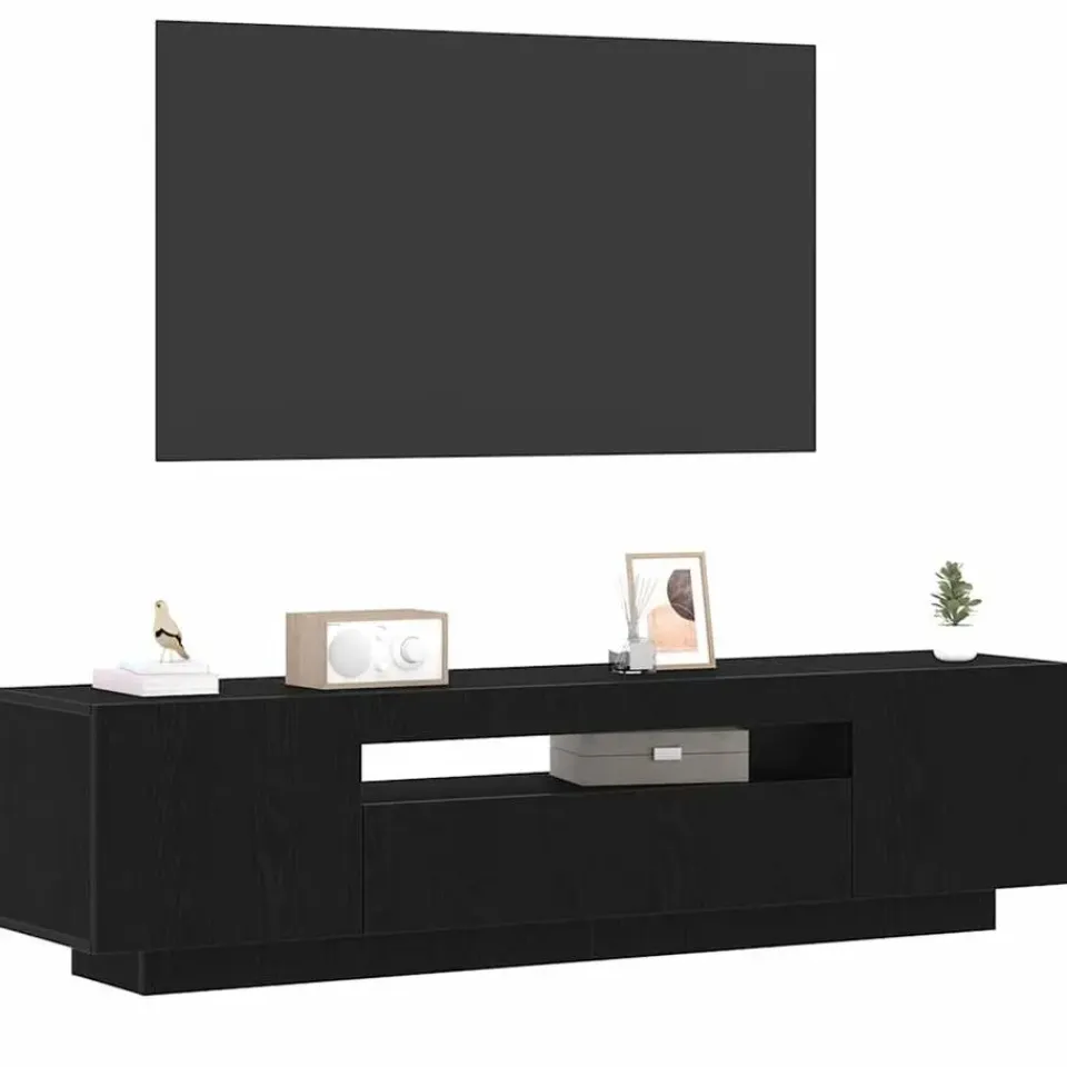 vidaXL - TV-meubel met 3 deuren - Zwart eiken - Bewerkt hout - 160x35x40 cm Hot